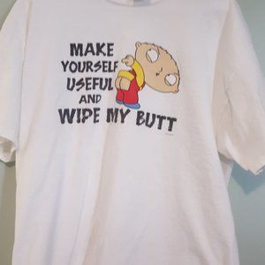 Vintage & Rare Family Guy Stewie Griffin  White Short Sleeve T-Shirt Sz. XL